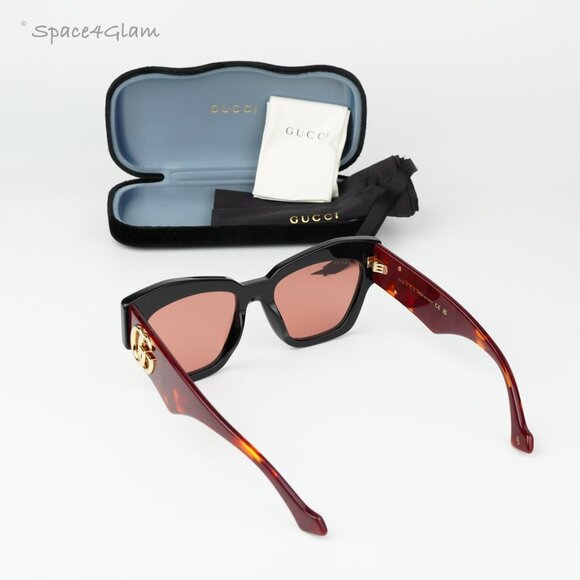 BRAND NEW Gucci GG1422S 005 Black Havana Rust Square Women Sunglasses GG 1422S main image 4